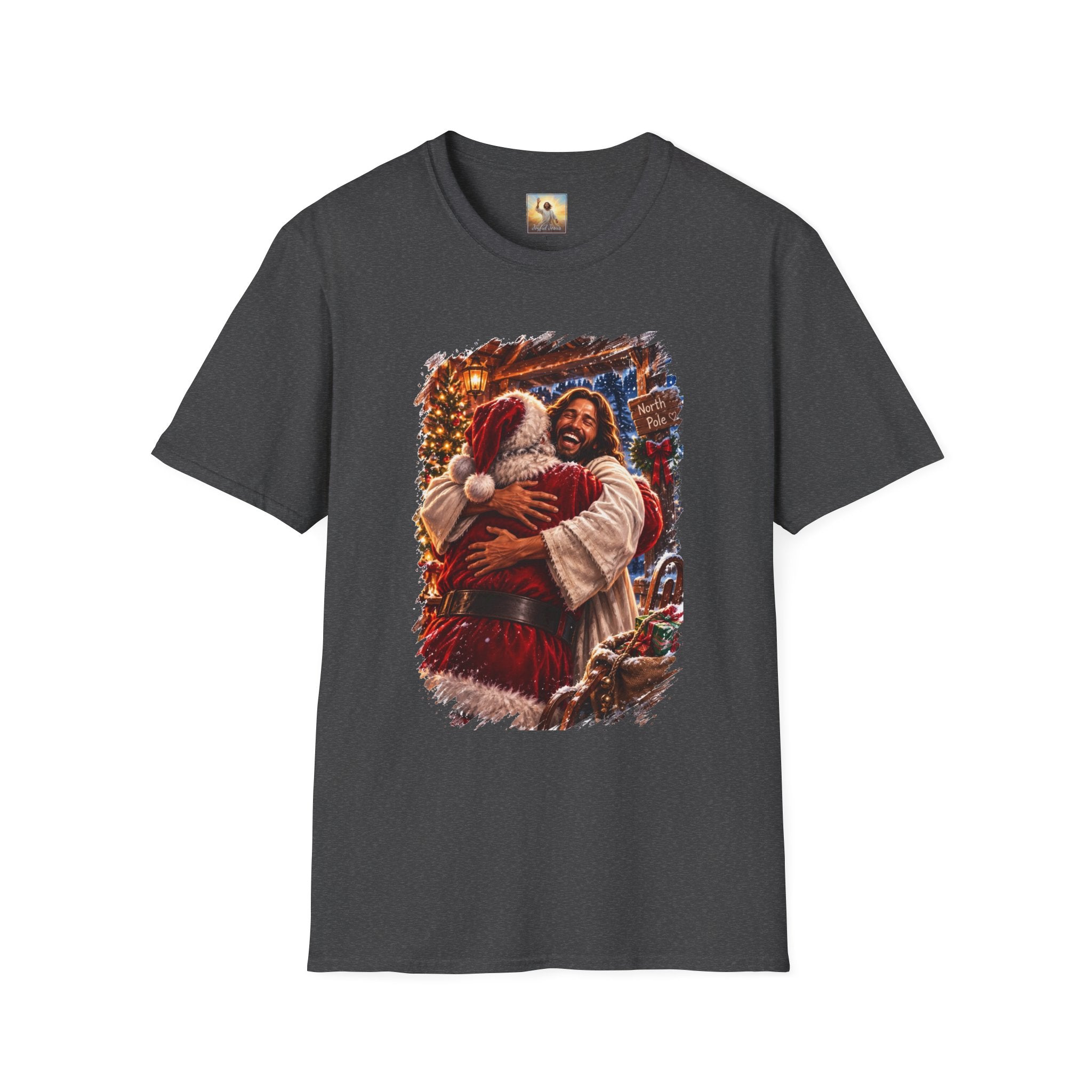Jesus Hugging Santa Shirt | Funny Christian Christmas T Shirt | Joyful Jesus