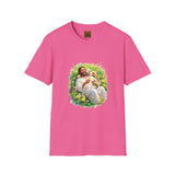 Jesus with Baby Animals Shirt, Easter Lamb Bunny Chick Art, Christian Spring Tee