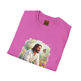 Jesus in the Garden Shirt, Easter Lily Butterfly Art, Christian Spring Tee