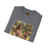 Funny Jesus Shirt | Jesus Playing with Puppies Christian T Shirt | Joyful Jesus