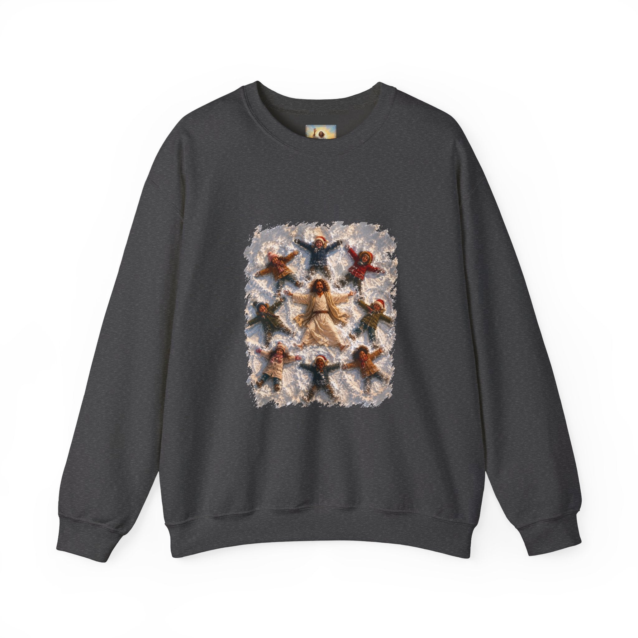 Christmas Jesus Sweatshirt | Snow Angels with Jesus Christian Crewneck Sweatshirt | Joyful Jesus