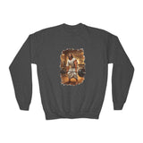 Kids Funny Jesus Sweatshirt | Jesus Lifting Weights Christian Kids Crewneck Sweatshirt | Faith Apparel