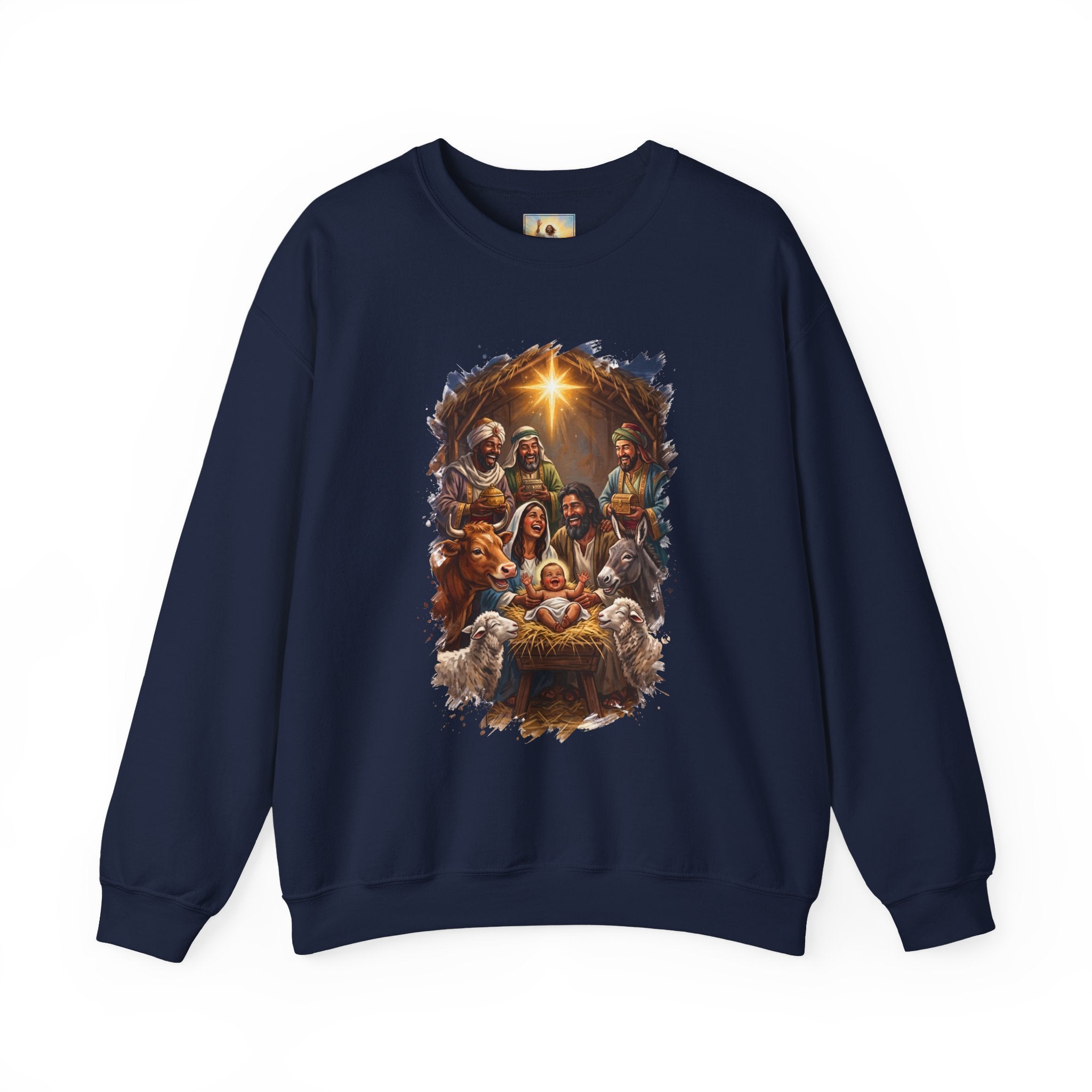 Nativity Sweatshirt | Joyful Nativity Scene with Wise Men Christian Christmas Crewneck | Joyful Jesus