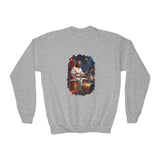 Kids God Sweatshirt | Jesus Playing Drums at Concert Christian Kids Crewneck Sweatshirt | Joyful Jesus
