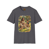 Funny Jesus Shirt | Jesus Playing with Puppies Christian T Shirt | Joyful Jesus