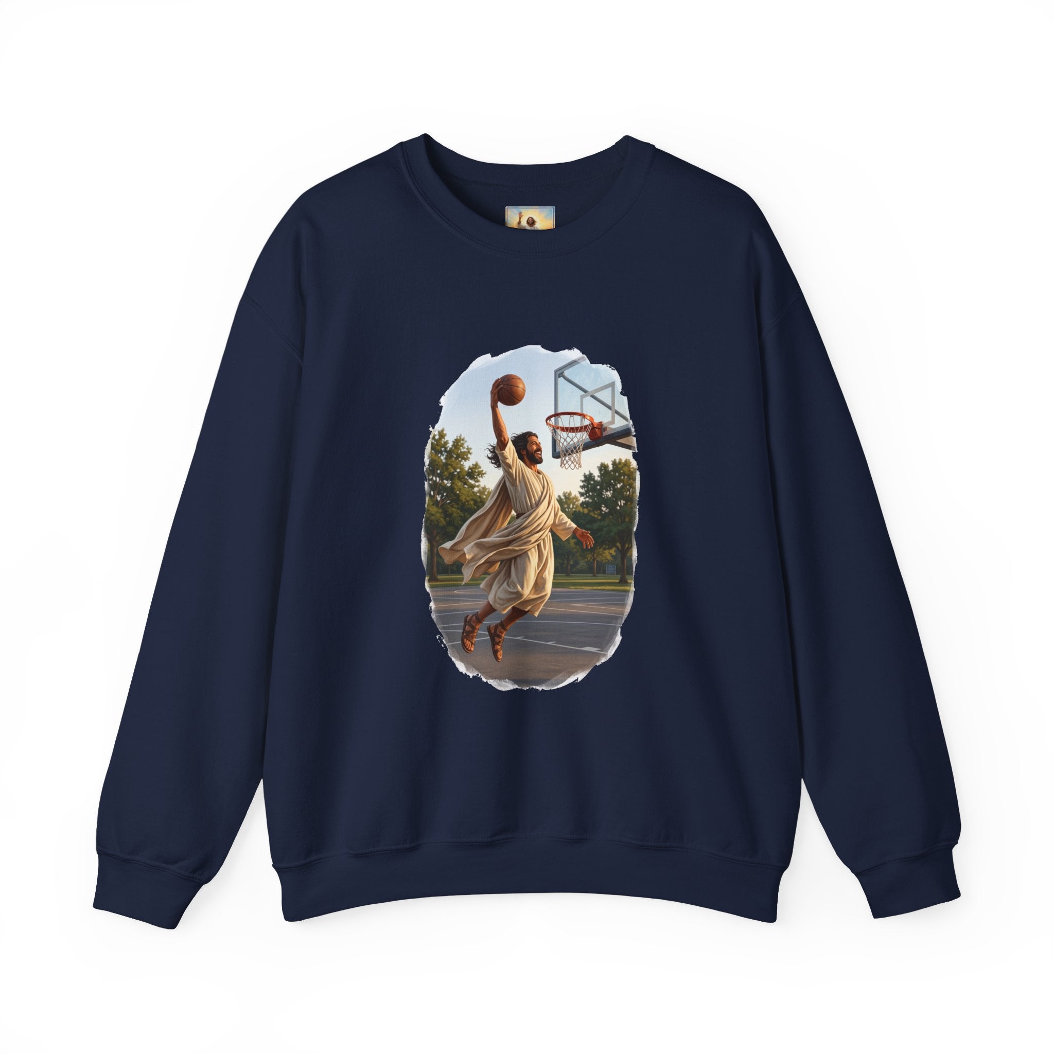 Jesus Dunking Sweatshirt | Jesus Slam Dunk Funny Christian Basketball Crewneck Sweatshirt | Joyful Jesus