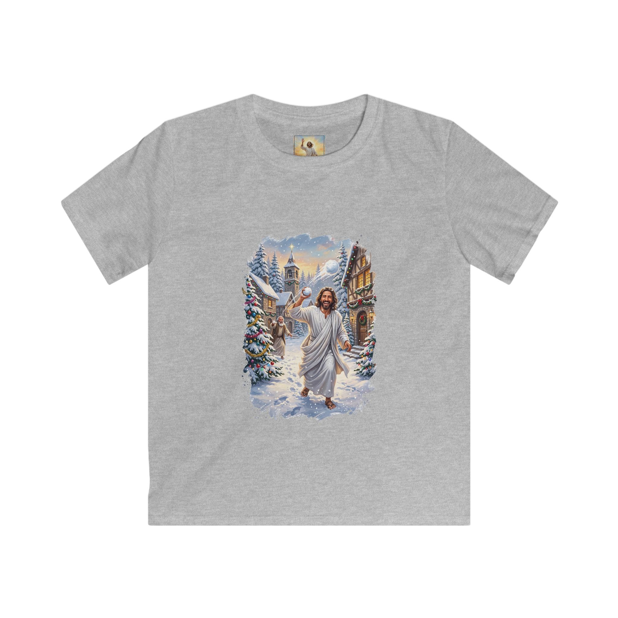 Kids Jesus Snowball Fight Shirt | Funny Christian Christmas Kids T Shirt | Joyful Jesus