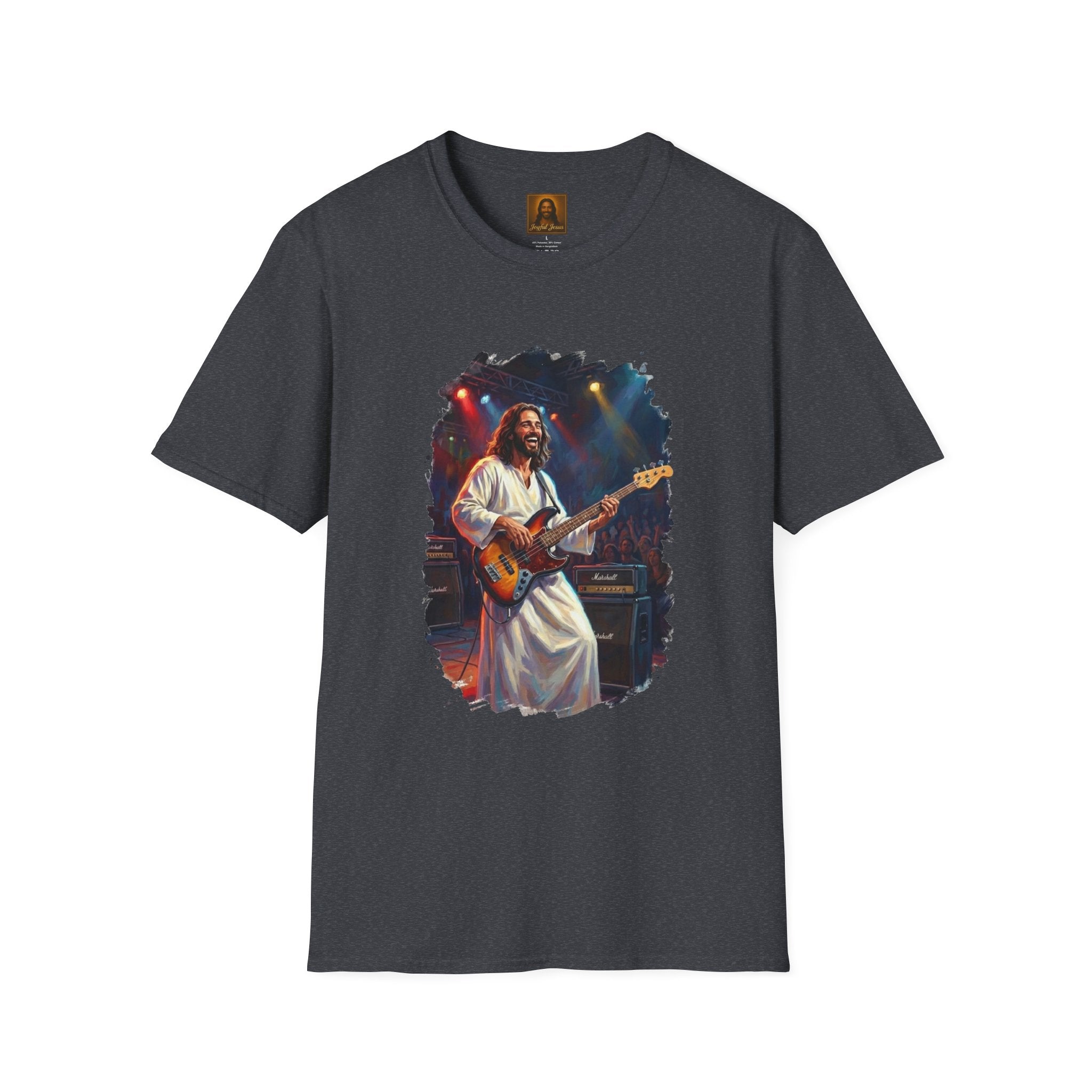 Christian T Shirt | Jesus Playing Bass at Concert | Joyful Jesus God Shirt