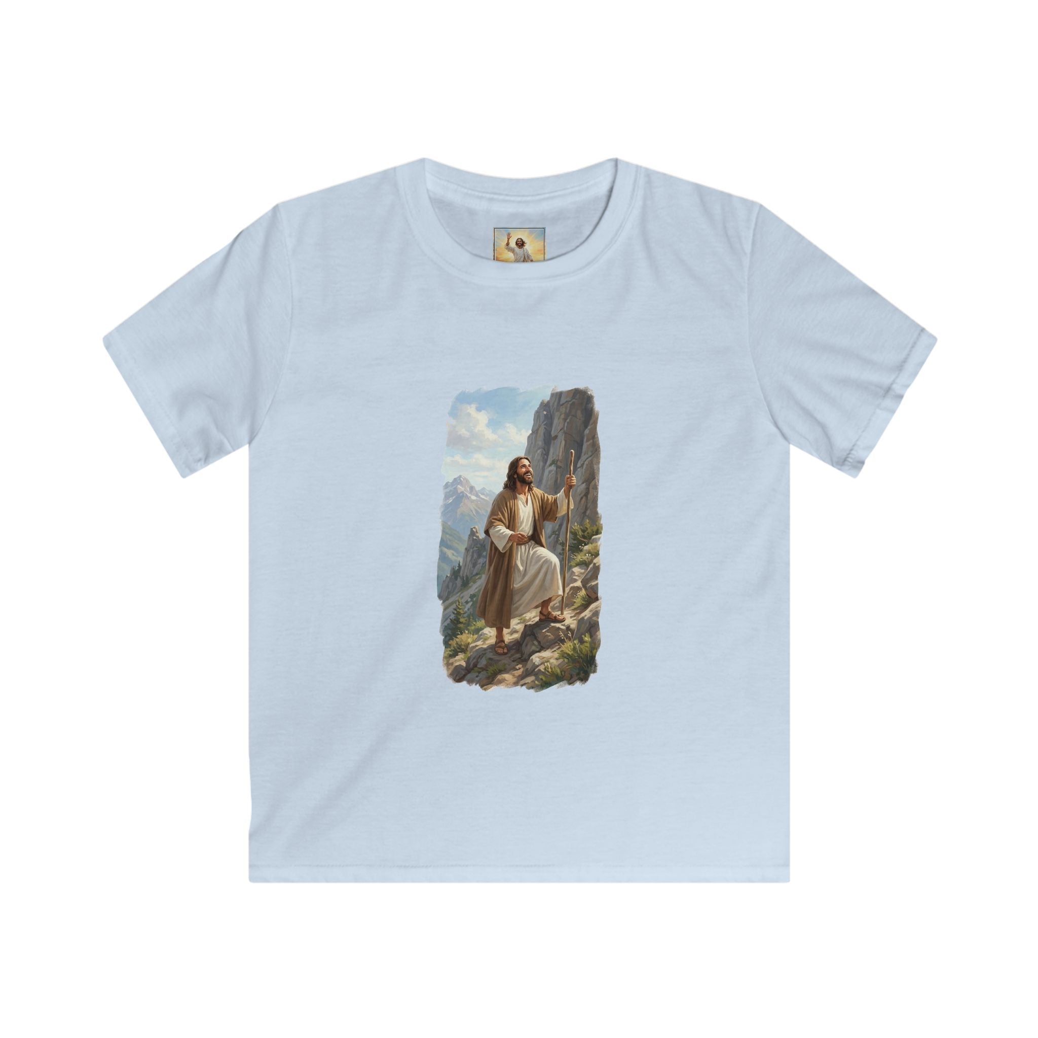 Kids God Shirt | Jesus Hiking Mountain Christian Kids T Shirt | Faith Apparel