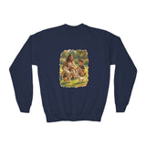 Kids Funny Jesus Sweatshirt | Jesus Playing with Puppies Christian Kids Crewneck Sweatshirt | Joyful Jesus