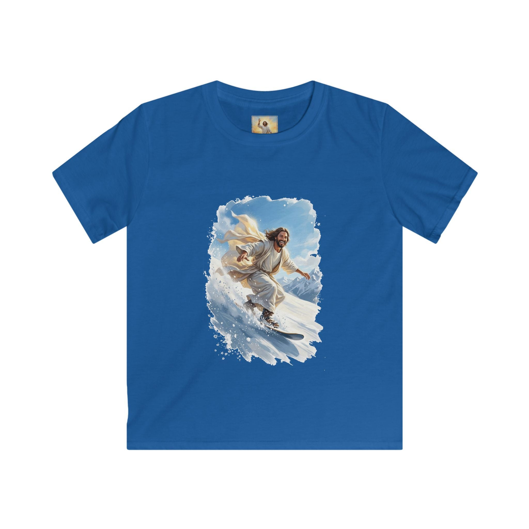Kids God Shirt | Jesus Snowboarding Christian Kids T Shirt | Joyful Jesus Faith Apparel