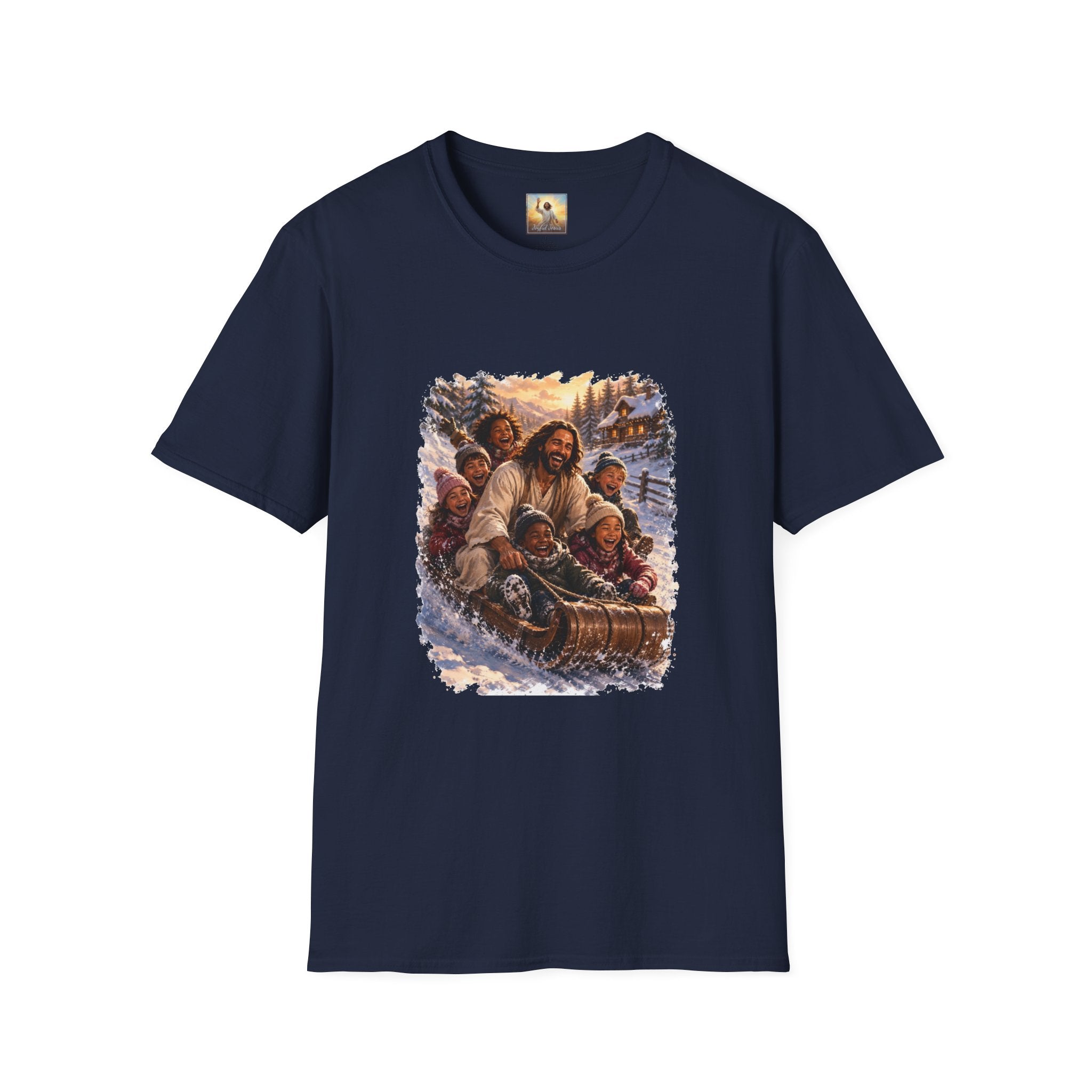 Jesus Christmas Shirt | Sledding with Jesus Christian Christmas T Shirt | Joyful Jesus