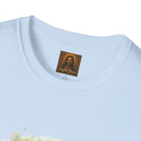 Jesus in the Garden Shirt, Easter Lily Butterfly Art, Christian Spring Tee