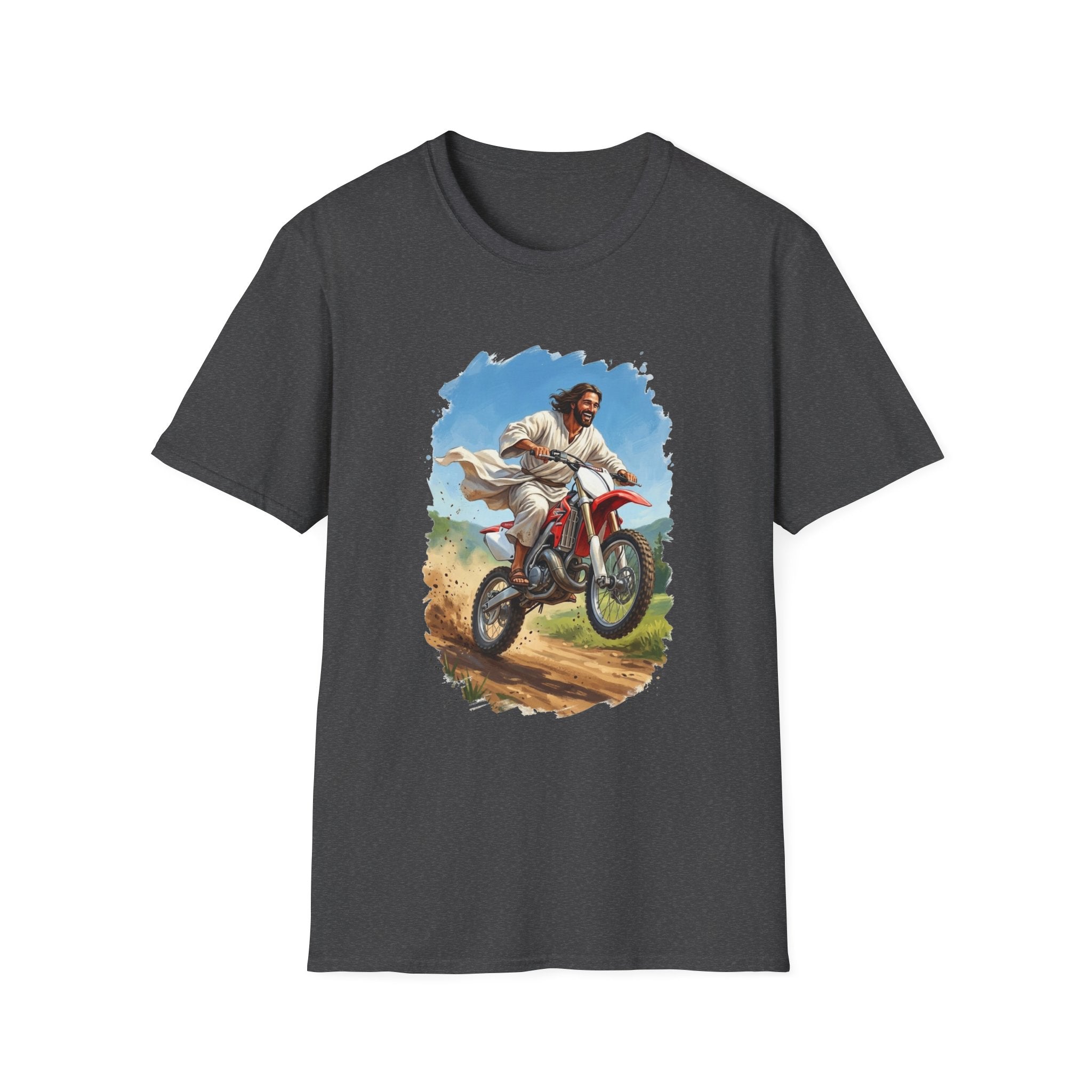 Funny Jesus Shirt | Jesus on a Dirtbike Christian T Shirt | Joyful Jesus