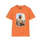 Jesus Painting Easter Eggs Shirt, Joyful Christian Art, Fun Easter Faith Tee