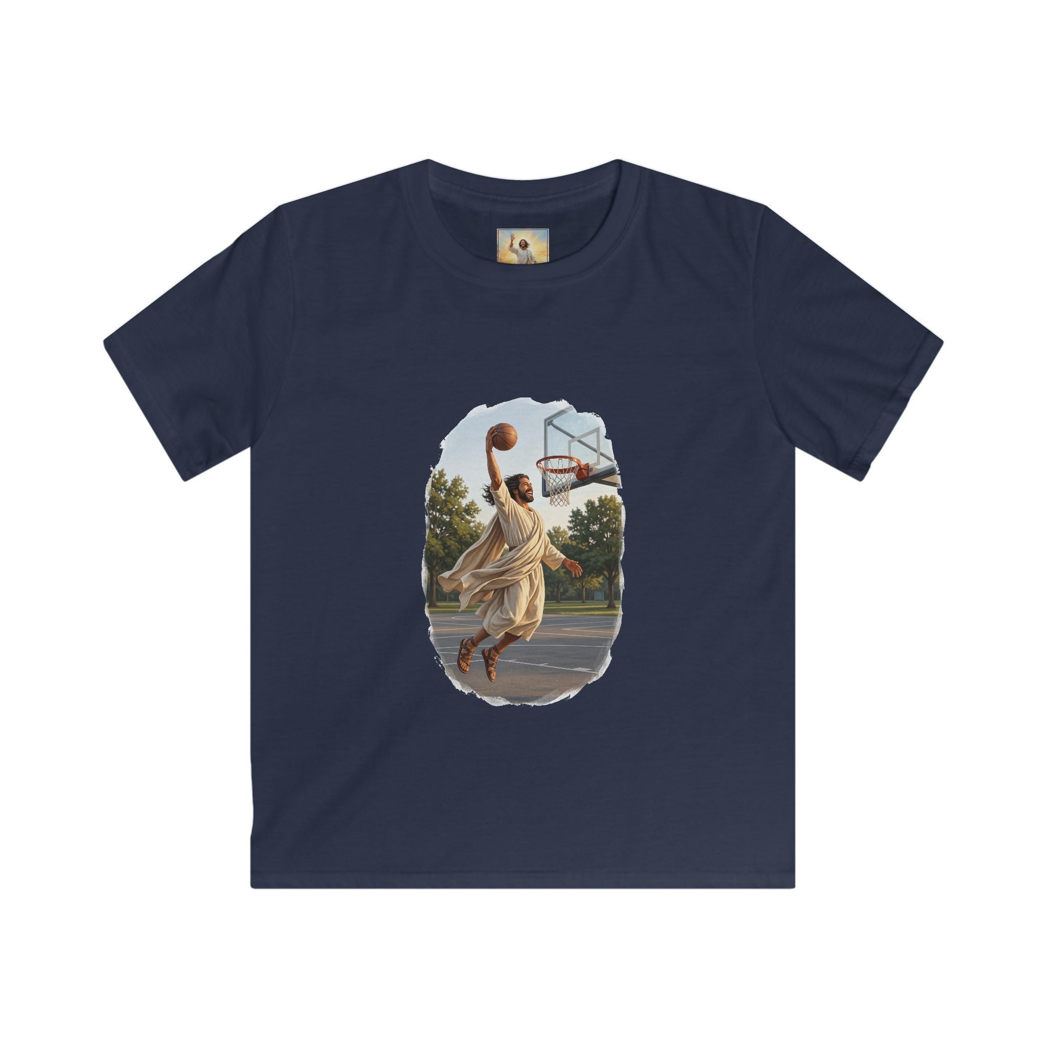 Kids Jesus Dunking Shirt | Jesus Slam Dunk Funny Christian Basketball Kids T Shirt | Joyful Jesus