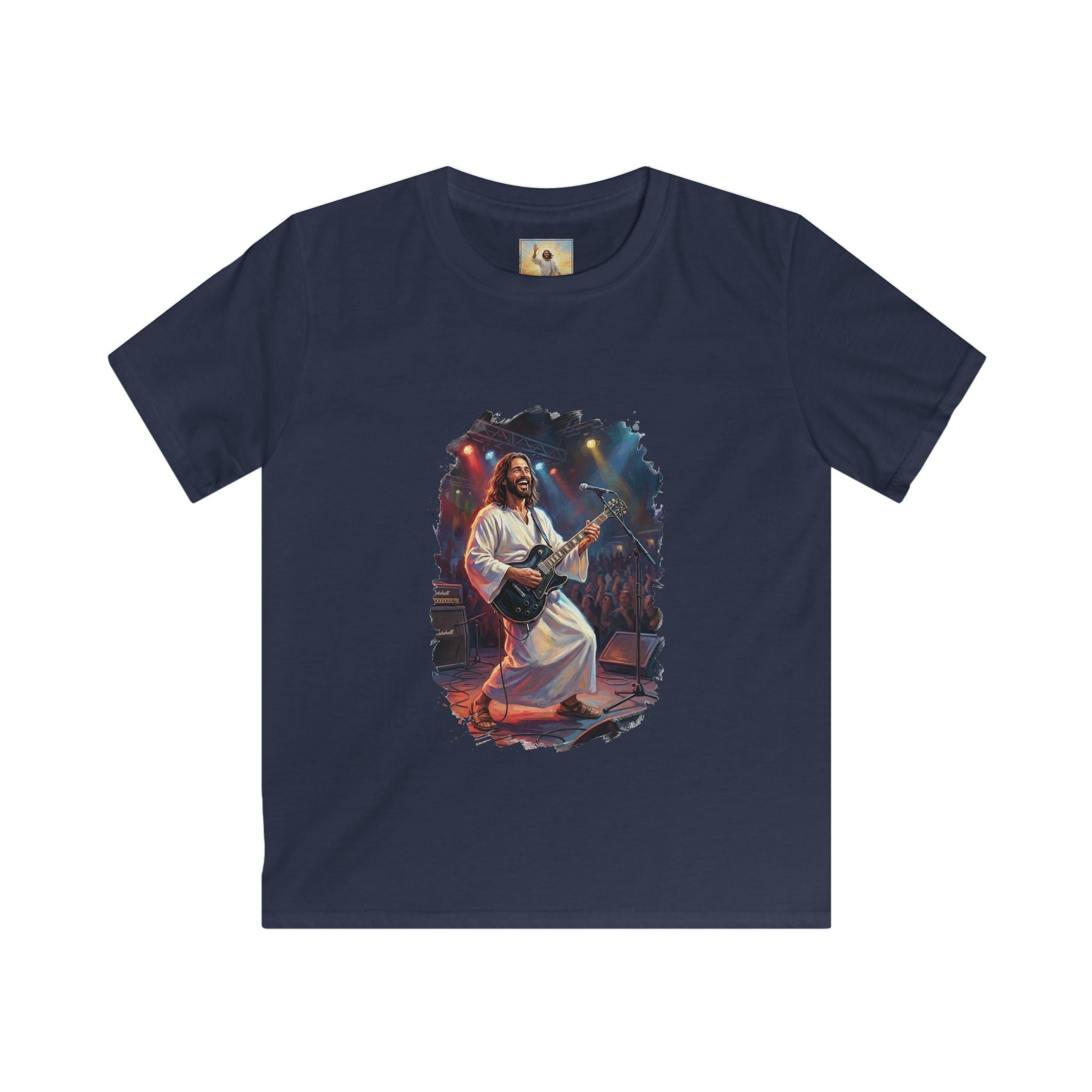 Kids Christian Shirt | Jesus Playing Guitar at Concert Kids T Shirt | Joyful Jesus Faith Shirt