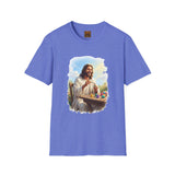 Jesus Painting Easter Eggs Shirt, Joyful Christian Art, Fun Easter Faith Tee