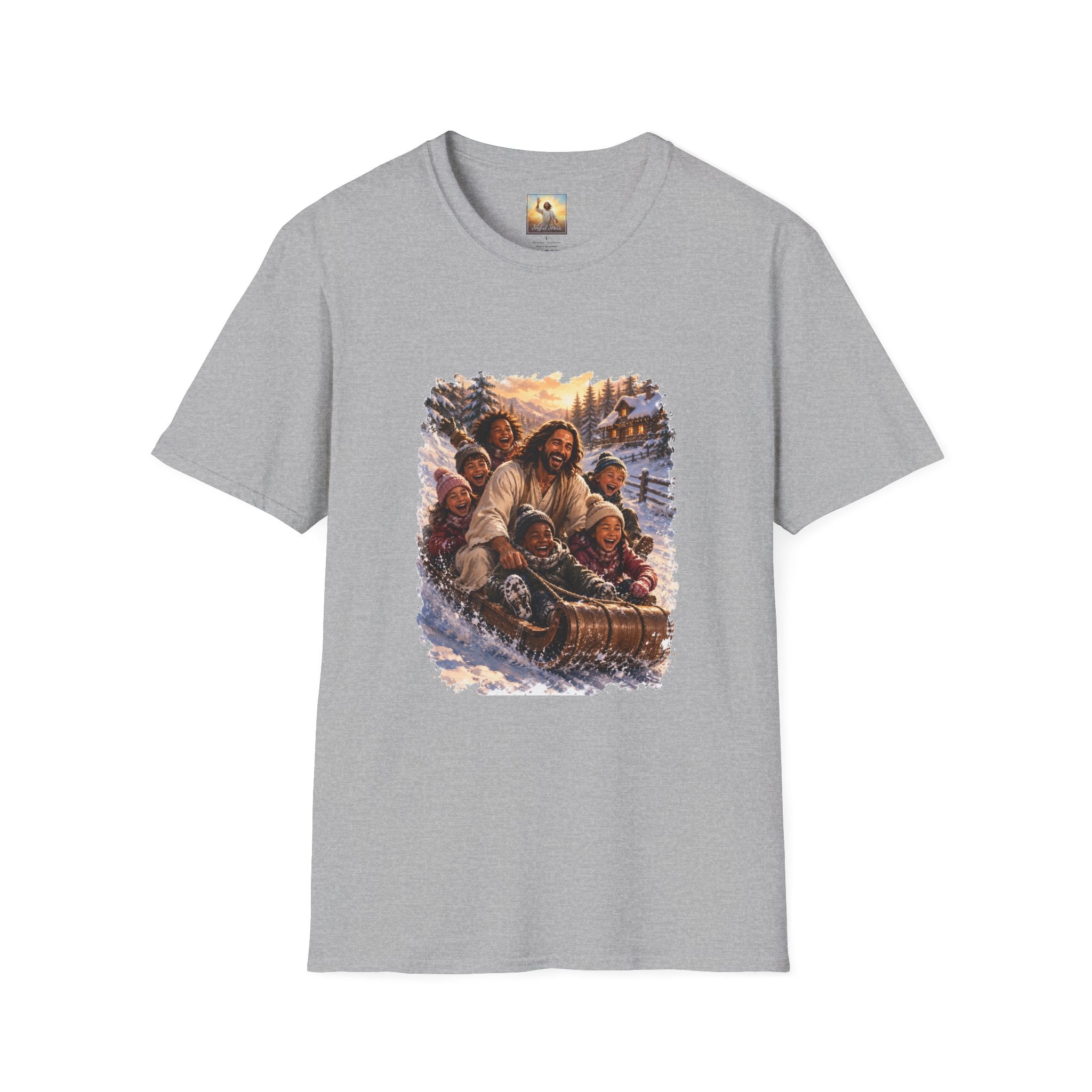 Jesus Christmas Shirt | Sledding with Jesus Christian Christmas T Shirt | Joyful Jesus