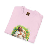 Jesus with Baby Animals Shirt, Easter Lamb Bunny Chick Art, Christian Spring Tee