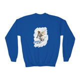 Kids Jesus Sweatshirt | Skiing Jesus Christian Apparel Kids Crewneck Sweatshirt | Joyful Jesus Faith Sweatshirt