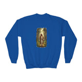Kids Religious Sweatshirt | Jesus Walking in the Woods Christian Kids Crewneck Sweatshirt | Faith Sweatshirt
