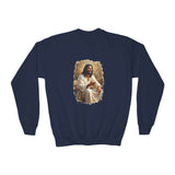 Kids Faith Sweatshirt | Jesus Telling Stories Christian Kids Crewneck Sweatshirt | Joyful Jesus