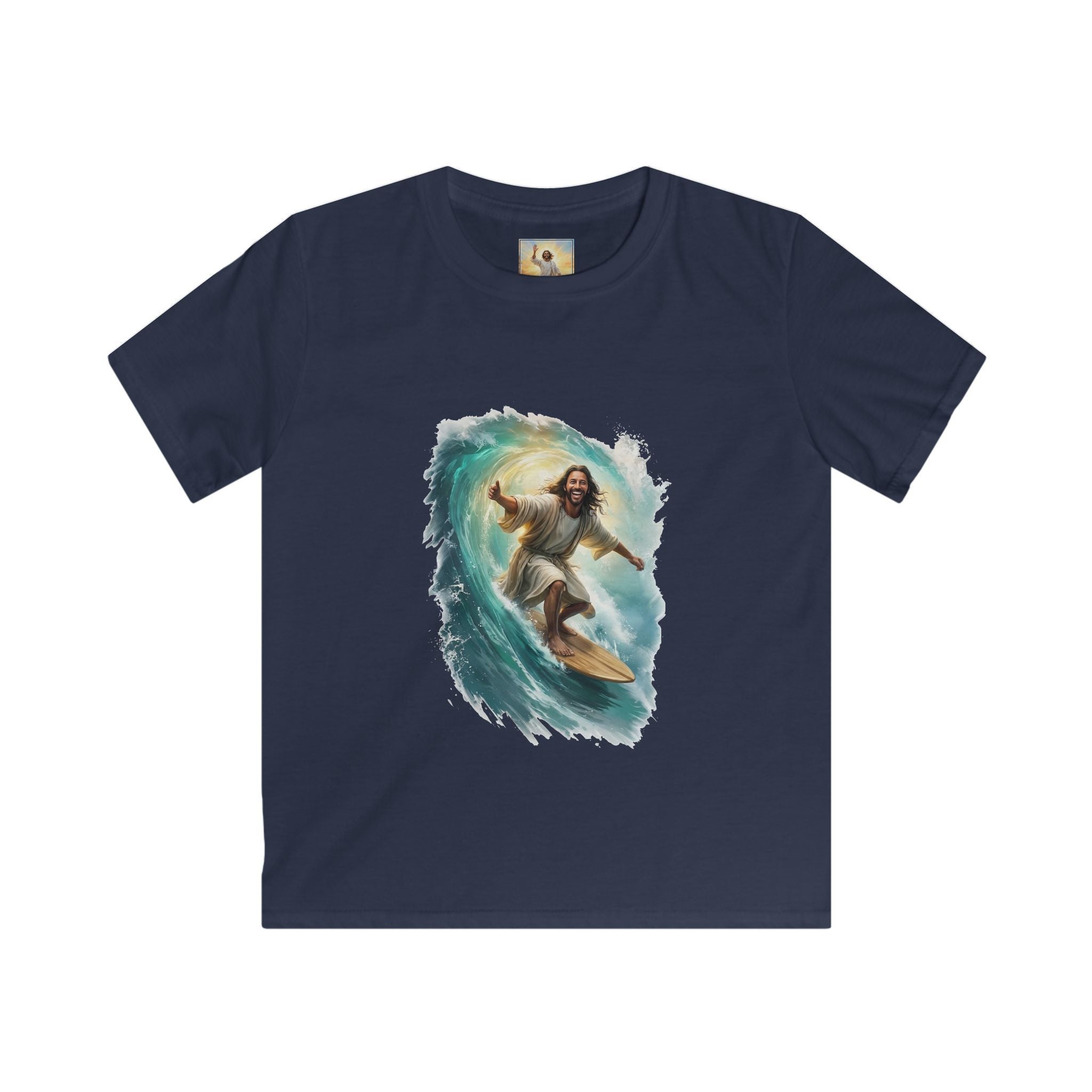 Kids Jesus Shirt | Surfing Jesus Funny Christian Kids T Shirt | Joyful Jesus