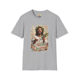 Merry Christmas Jesus Shirt | Laughing Jesus with Holly Christian Christmas T Shirt | Joyful Jesus