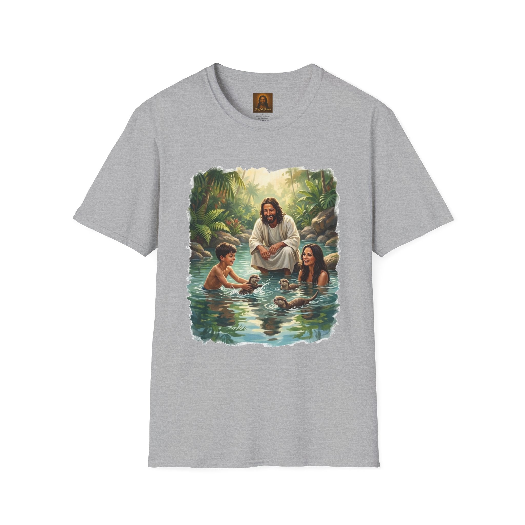Christian Shirt | Jesus with Baby Otters Funny Christian T Shirt | Joyful Jesus