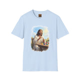 Jesus Painting Easter Eggs Shirt, Joyful Christian Art, Fun Easter Faith Tee