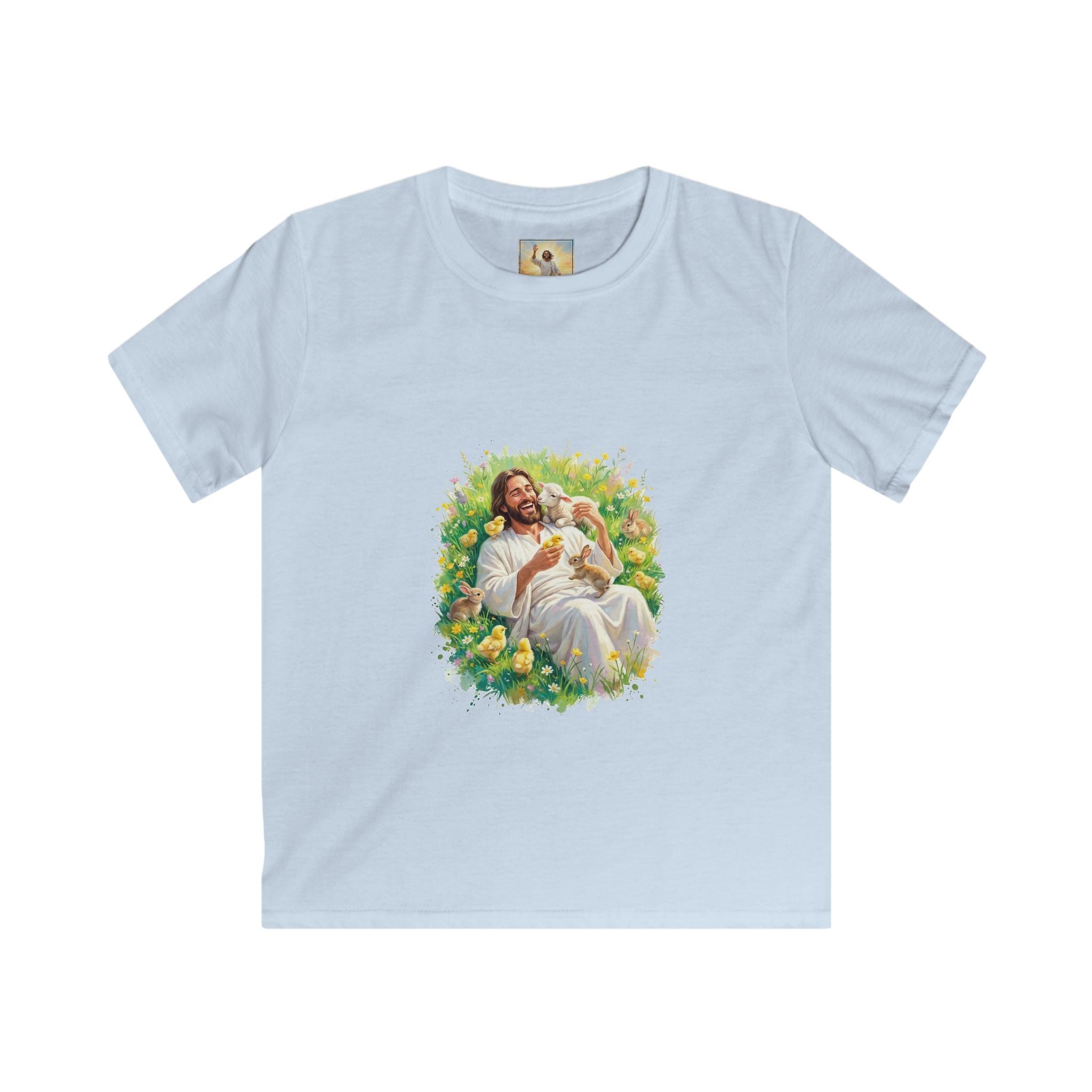 Kids Christian Shirt | Jesus with Baby Animals Faith Kids T Shirt | Joyful Jesus