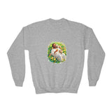 Kids Christian Sweatshirt | Jesus with Baby Animals Faith Kids Crewneck Sweatshirt | Joyful Jesus