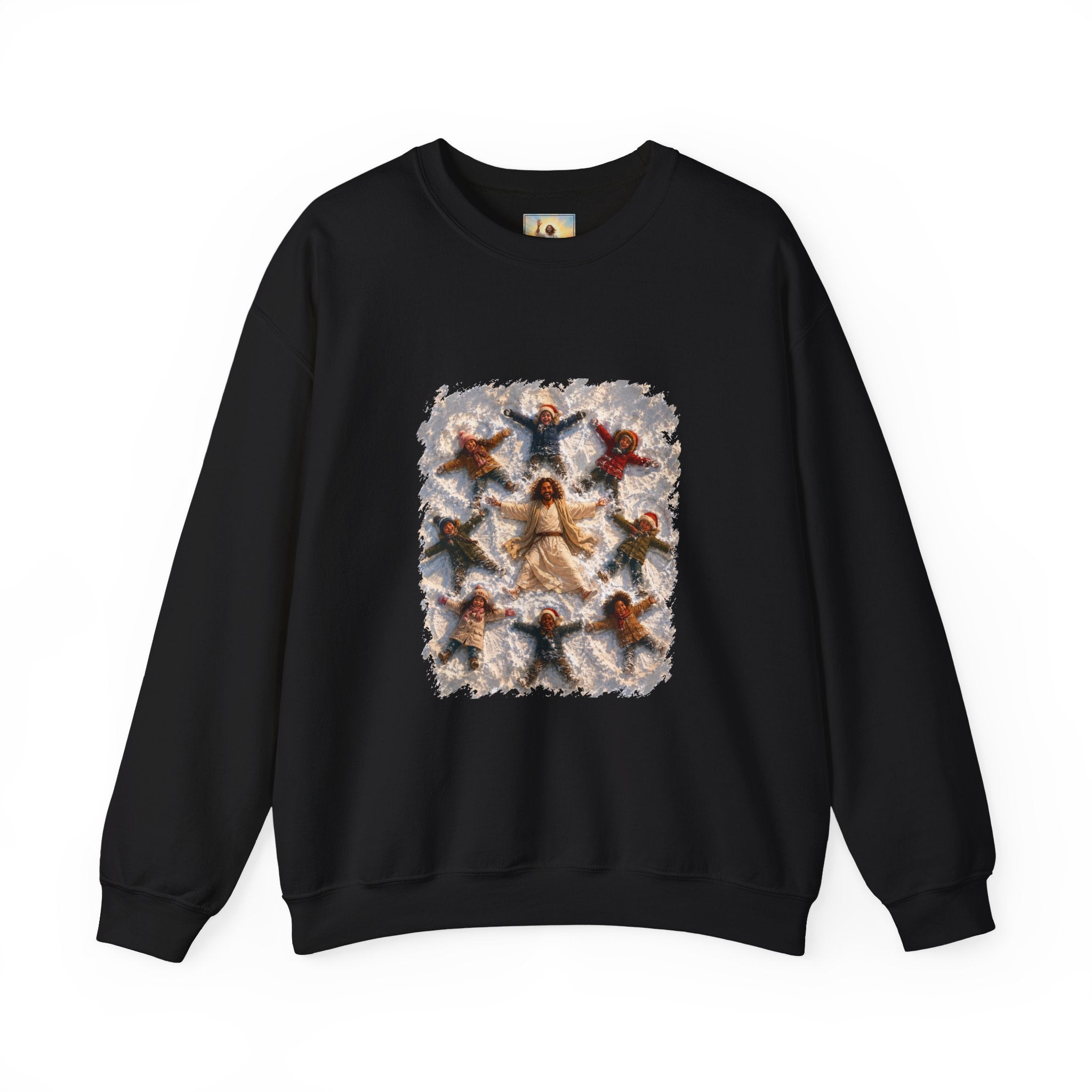 Christmas Jesus Sweatshirt | Snow Angels with Jesus Christian Crewneck Sweatshirt | Joyful Jesus