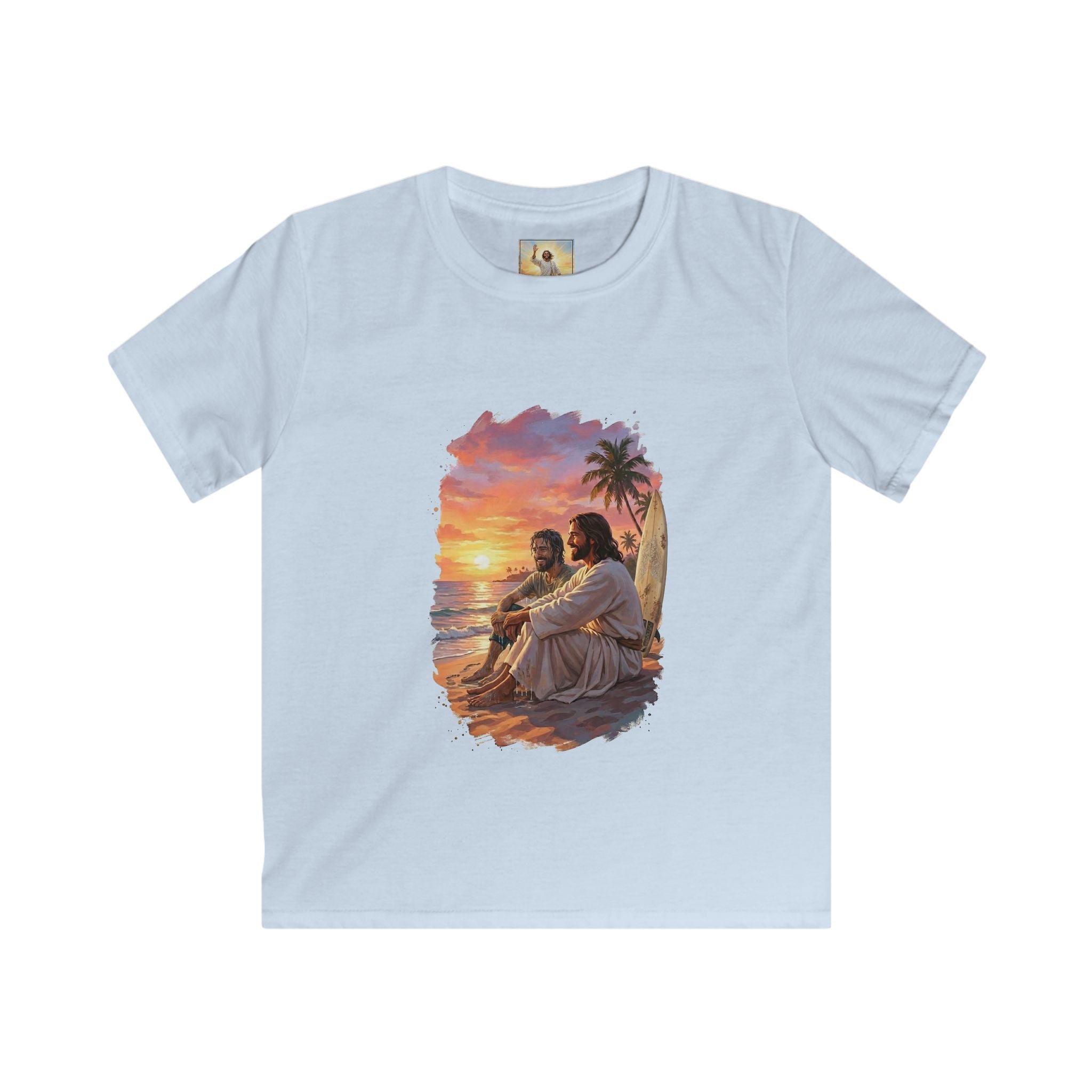 Kids Jesus Shirt | Jesus on the Beach Christian Apparel Kids T Shirt | Joyful Jesus Faith Shirt