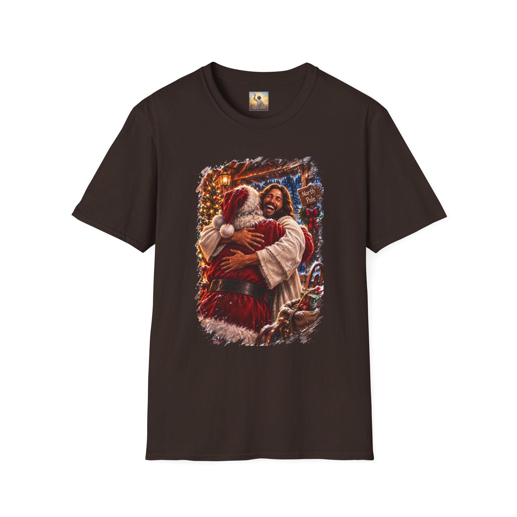 Jesus Hugging Santa Shirt | Funny Christian Christmas T Shirt | Joyful Jesus