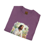 Jesus in the Garden Shirt, Easter Lily Butterfly Art, Christian Spring Tee