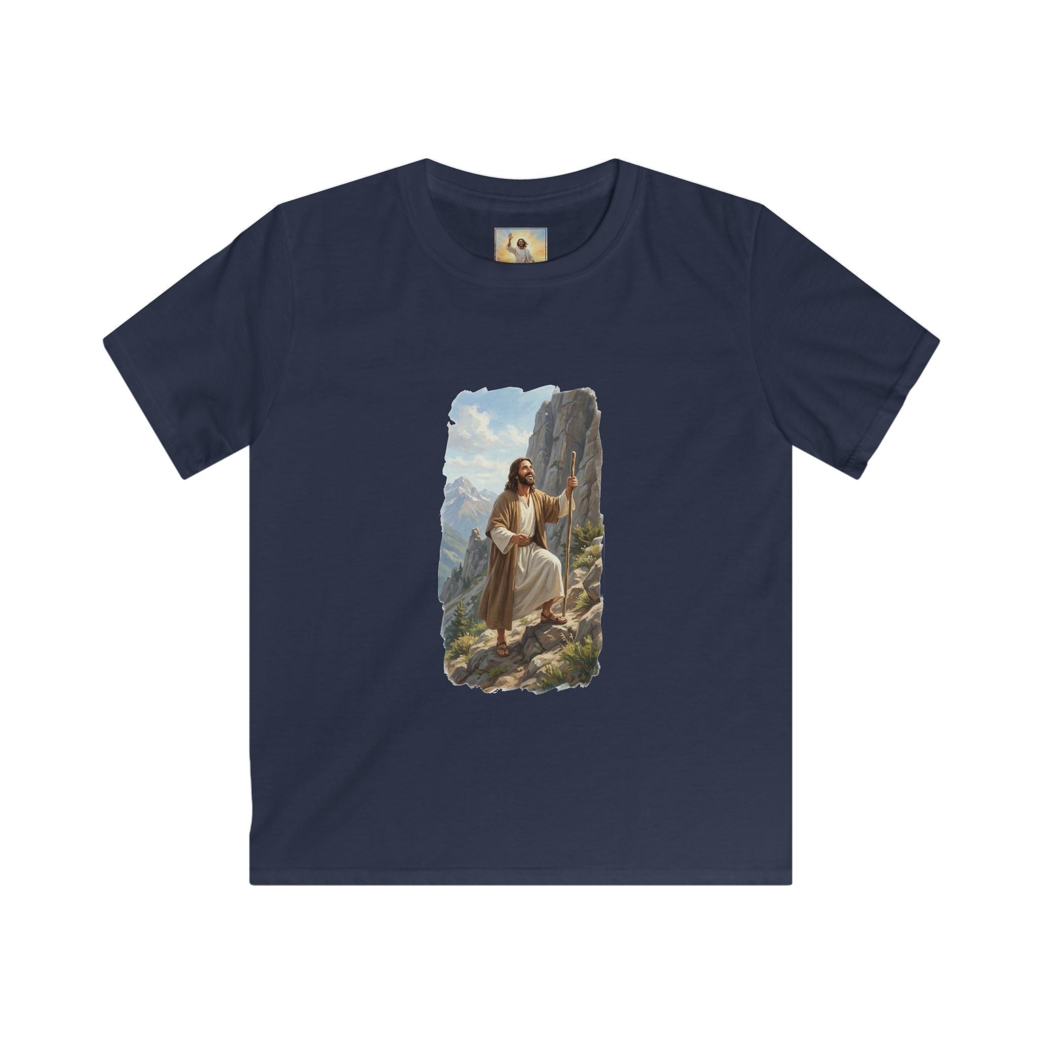 Kids God Shirt | Jesus Hiking Mountain Christian Kids T Shirt | Faith Apparel