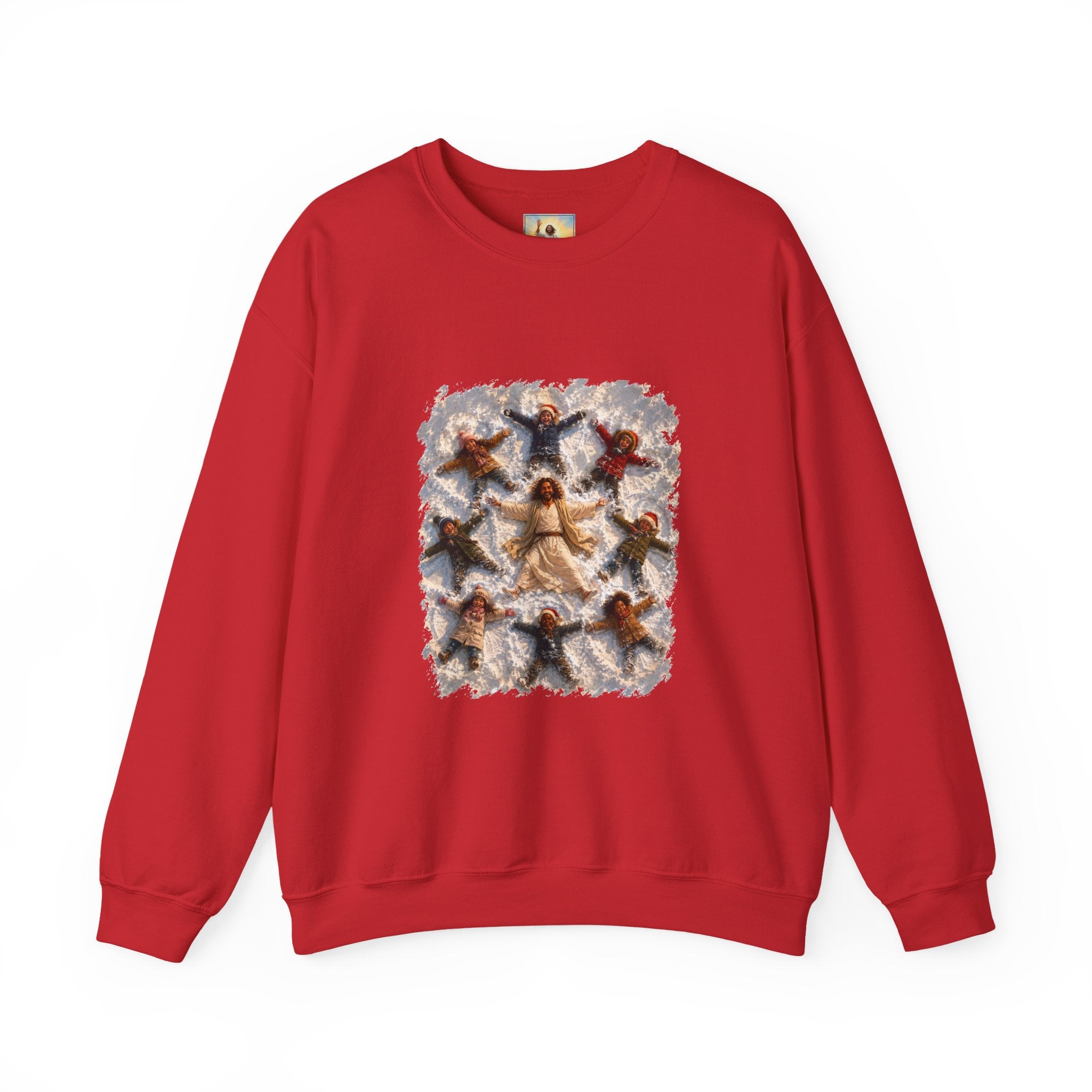 Christmas Jesus Sweatshirt | Snow Angels with Jesus Christian Crewneck Sweatshirt | Joyful Jesus