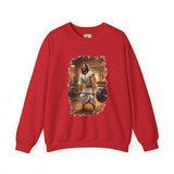 Funny Jesus Sweatshirt | Jesus Lifting Weights Christian Crewneck Sweatshirt | Faith Apparel