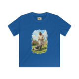Kids Jesus Shirt | Jesus Mowing the Lawn Funny Kids T Shirt | Joyful Jesus