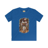 Kids Jesus Santa Hat Shirt | Jesus Down the Chimney with Gifts Funny Christmas Kids T Shirt | Joyful Jesus