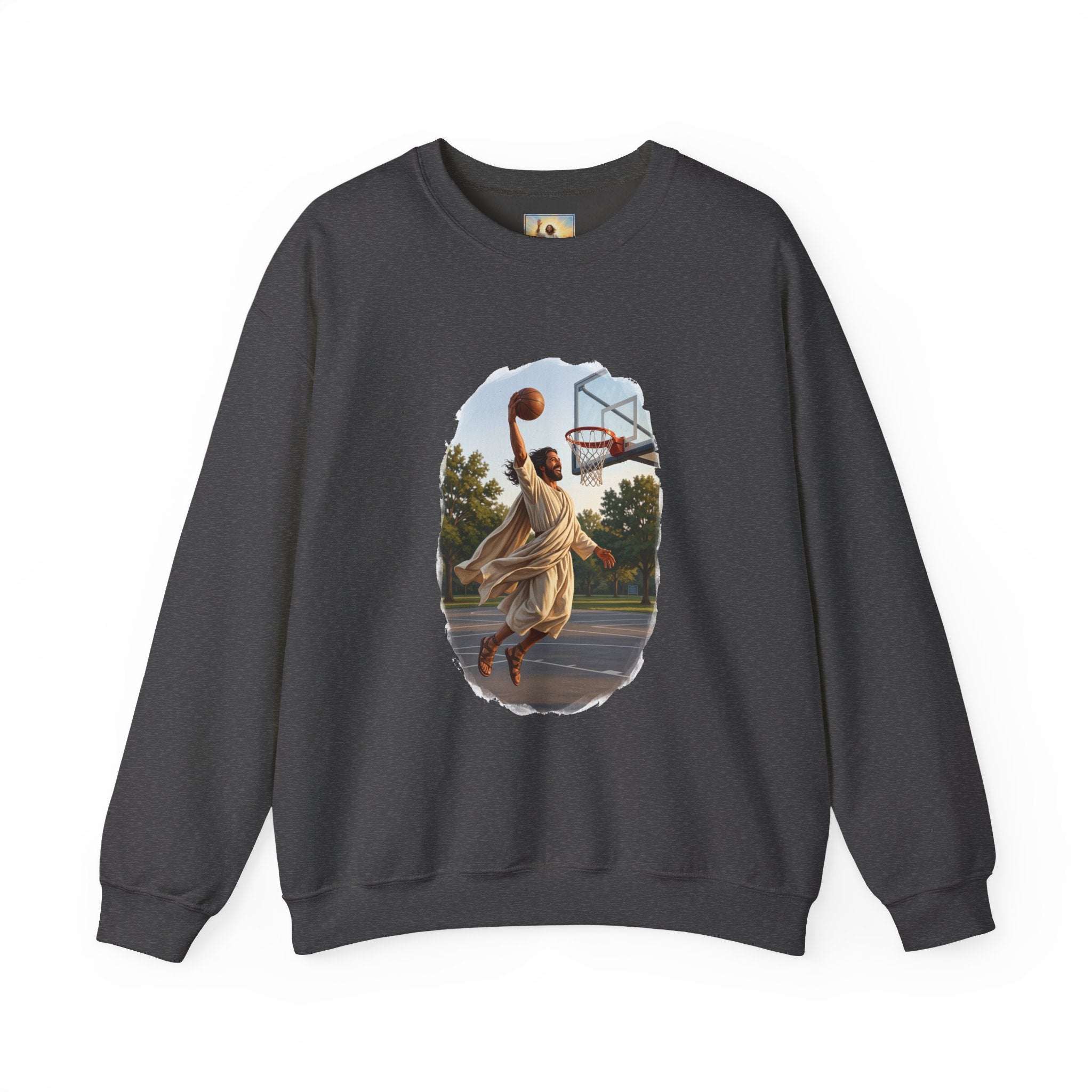 Jesus Dunking Sweatshirt | Jesus Slam Dunk Funny Christian Basketball Crewneck Sweatshirt | Joyful Jesus