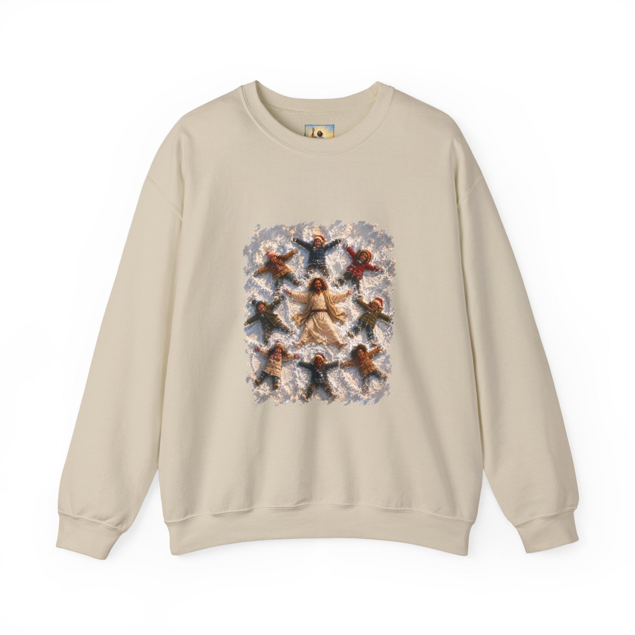 Christmas Jesus Sweatshirt | Snow Angels with Jesus Christian Crewneck Sweatshirt | Joyful Jesus