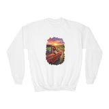 Kids Faith Sweatshirt | Jesus Driving a Truck Christian Apparel Kids Crewneck Sweatshirt | Joyful Jesus