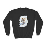 Kids Jesus Sweatshirt | Skiing Jesus Christian Apparel Kids Crewneck Sweatshirt | Joyful Jesus Faith Sweatshirt