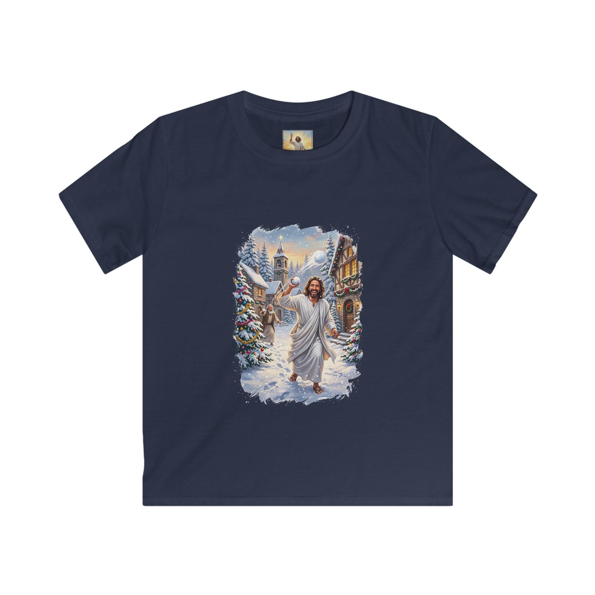 Kids Jesus Snowball Fight Shirt | Funny Christian Christmas Kids T Shirt | Joyful Jesus