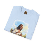 Jesus Painting Easter Eggs Shirt, Joyful Christian Art, Fun Easter Faith Tee
