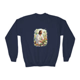 Kids Religious Sweatshirt | Jesus in the Garden Christian Kids Crewneck Sweatshirt | Joyful Jesus
