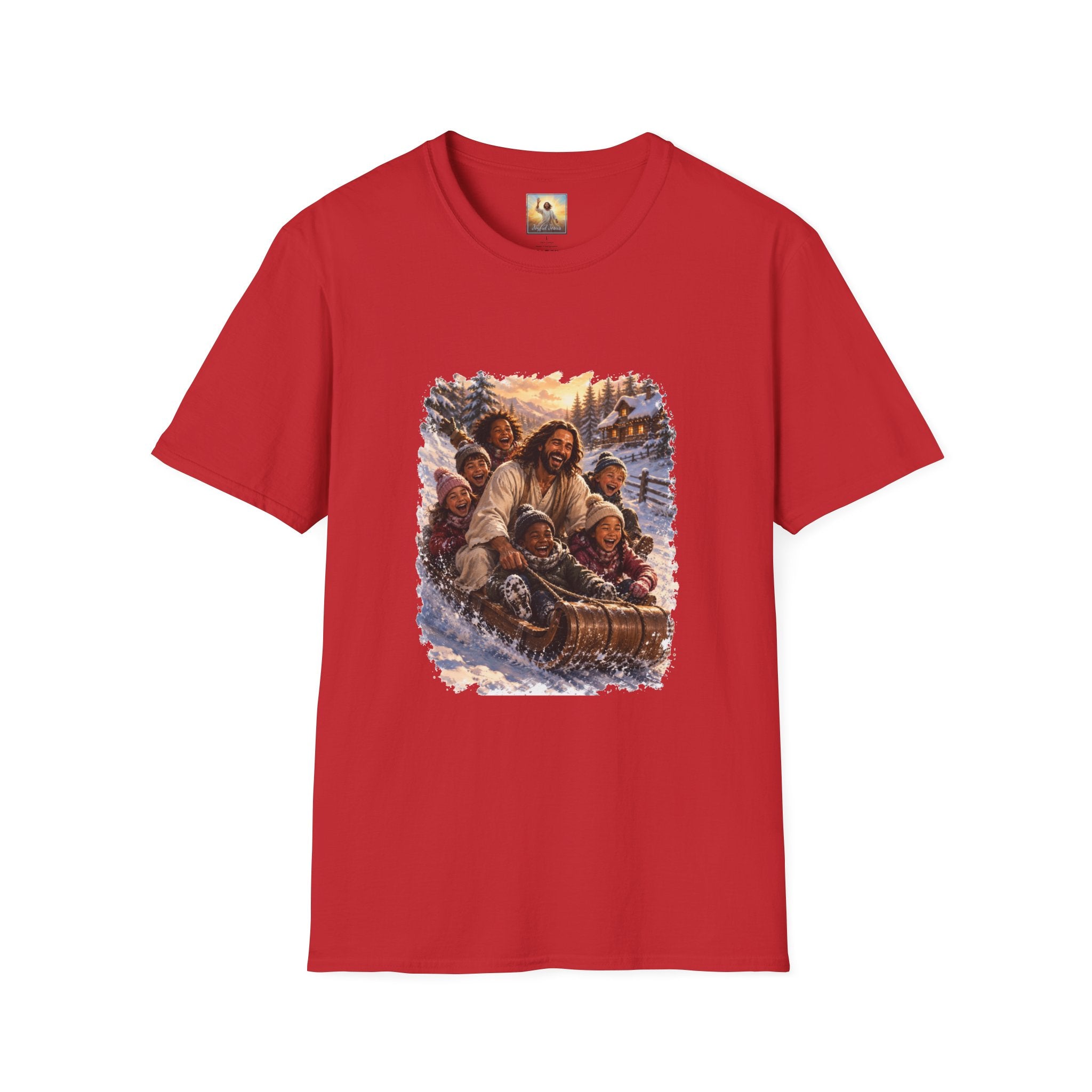 Jesus Christmas Shirt | Sledding with Jesus Christian Christmas T Shirt | Joyful Jesus